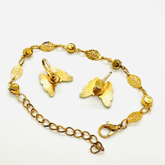 Vintage Butterfly Earrings & Rhinestone Bracelet - Picture 3 of 10